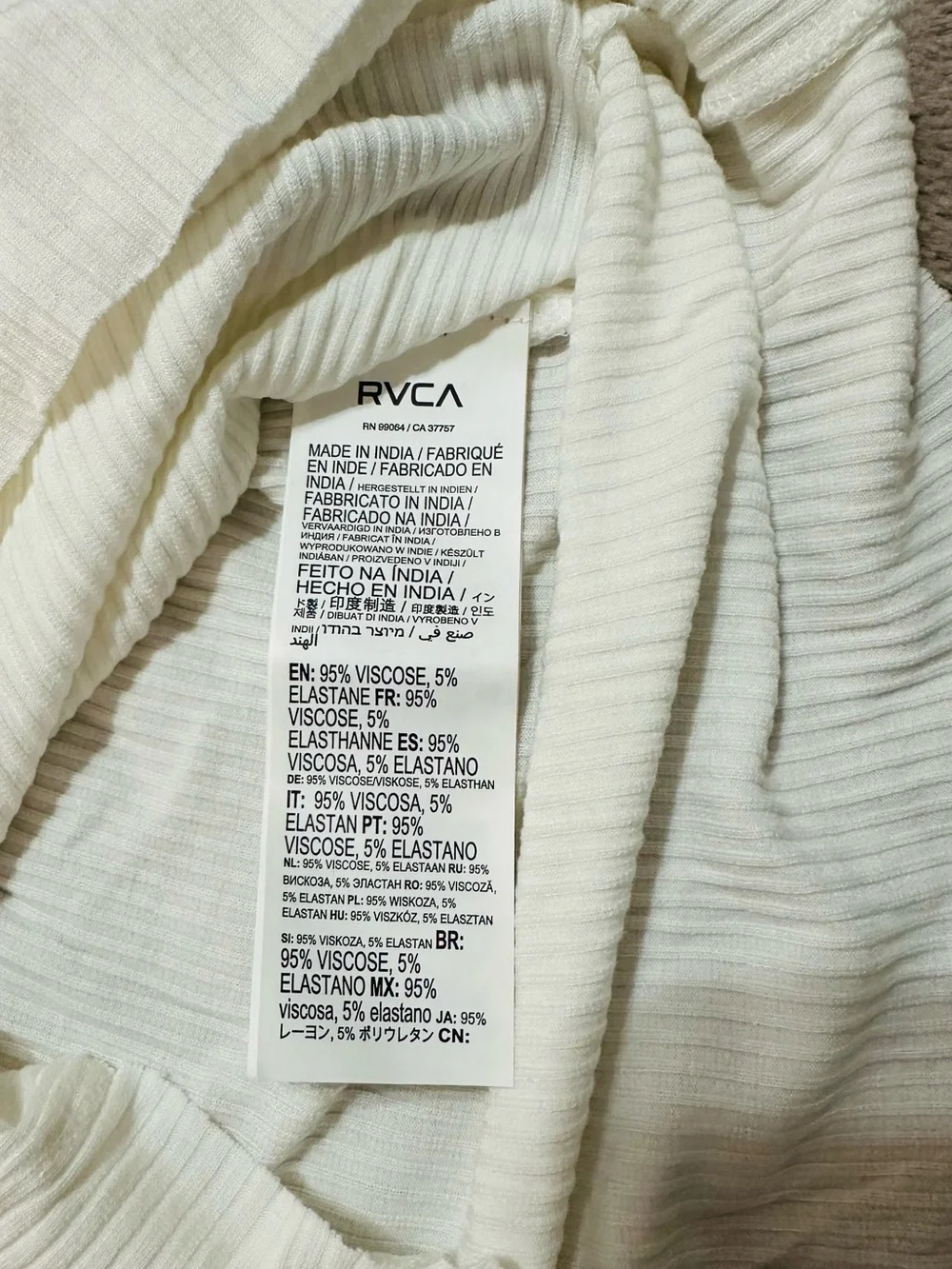 RVCA WEST SIDE WHITE RIBBED CROP LOGO TANK TOP XL NWT STREETWEAR - Picture 10 of 11